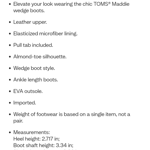 Tom's Maddie wedge boot leather black suede size 7 - Picture 12 of 12